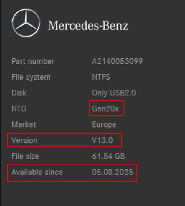 2026 карта MERCEDES ъпдейт навигация Мерцедес NTG6 NTG7 COMAND