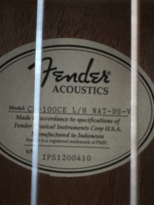 Електро-акустична китара за лява ръка Fender CD-100CE с калъф и стойка