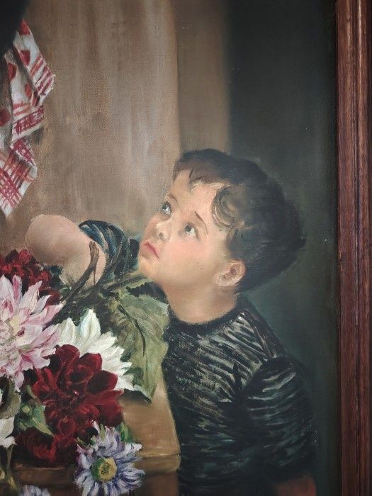 Tablou Ulei pe panza o lucrare deosebita foarte veche semnată încadra