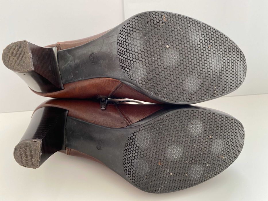 Botine cu toc, piele neteda, 38, pentru femei