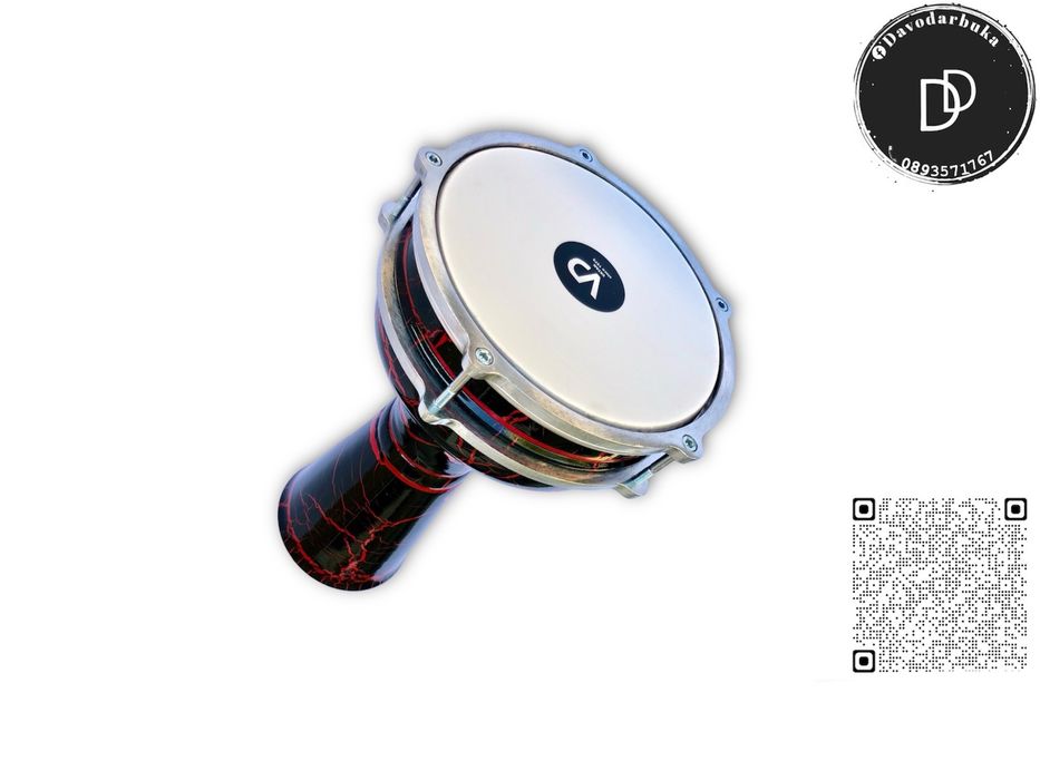 Професионална рисувана тарамбука Vatan 26x17см (черно червена)