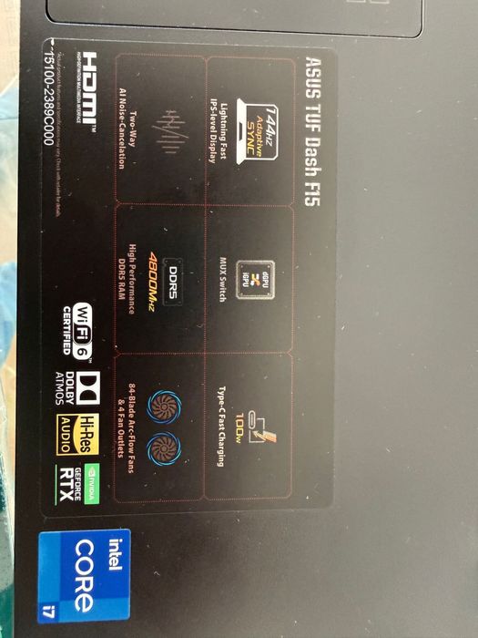 Asus Tuf Dash f15 i7 16gb rtx30504gb