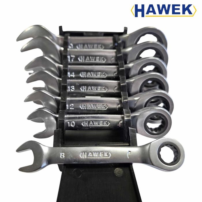 HAWEK 7 Броя Комплект къси тресчотни ключове HAWEK 8-19 мм 7 части