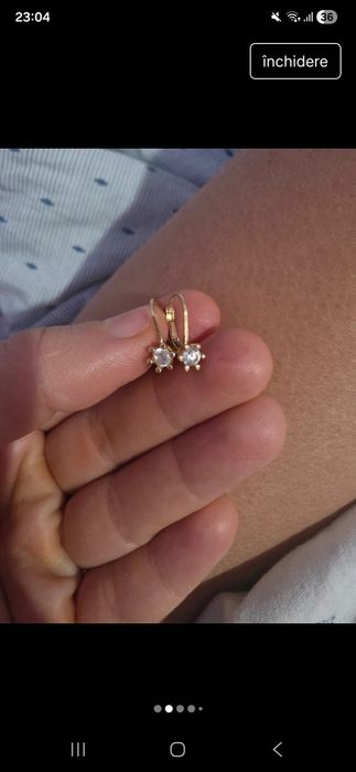 Cercei aur 14 k 585 cu închizătoare care nu deranjeaza