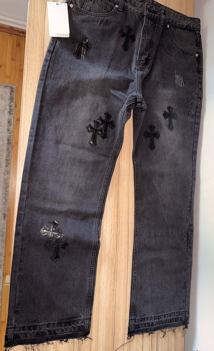 Blugi negri chrome hearts