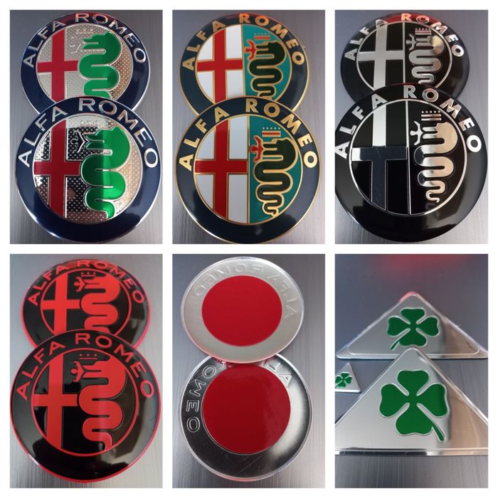 Alfa Romeo - Set embleme si capace - 4 capace pentru jante aliaj