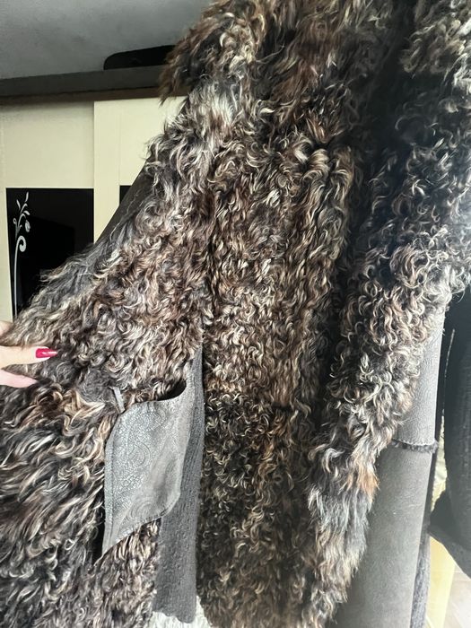 Haină bărbătească piele + blană naturală 1ª Classe, impecabilă