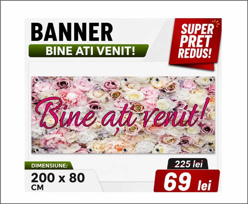 Lichidare-70% Banner model Bine ati venit! = 200X80 CM = 69 LEI