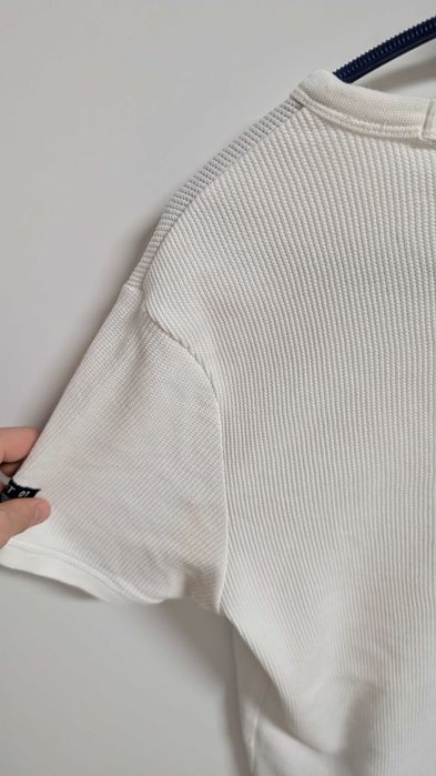 Bershka Tricou Alb Texturat Waffle