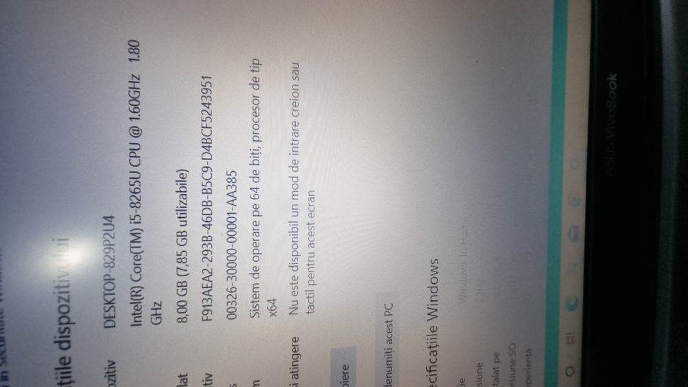 Laptop Asus VivoBook i5 gen8 ssd256