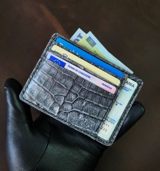 Portcard piele exotica Crocodil