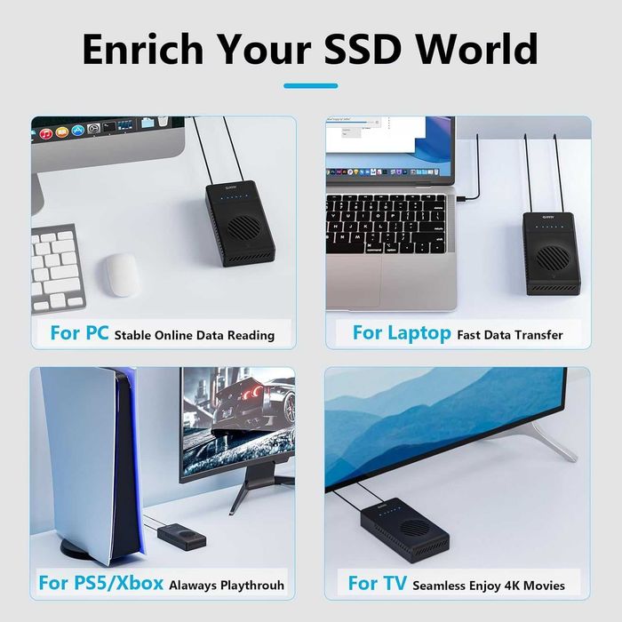 Докинг станция NVMe Clone, 10Gbit/s Dual-Bay Tool-Free USB C към NVME