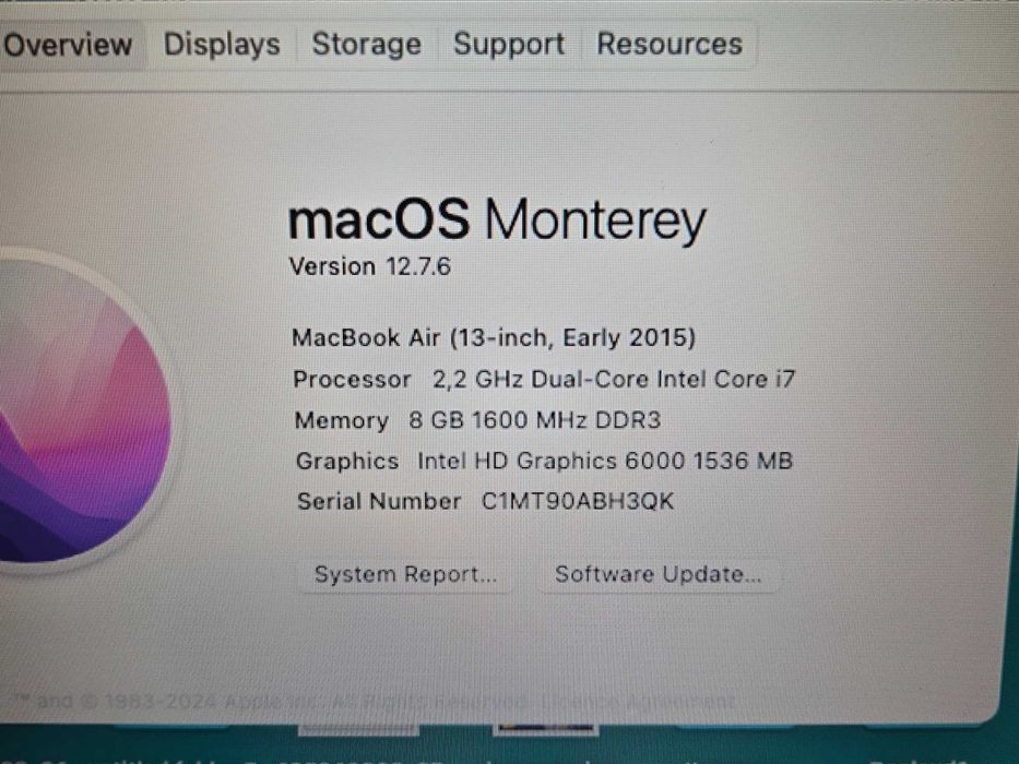MacBook Air 13" (2015) — i7 2.2GHz, 8GB RAM, 512GB SSD + зарядно