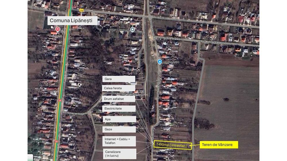 De Vânzare, Teren Intravilan, 1495mp, 14€/mp, in Lipănești, Prahova