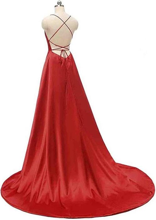 Rochie de seara din satin cu buzunare