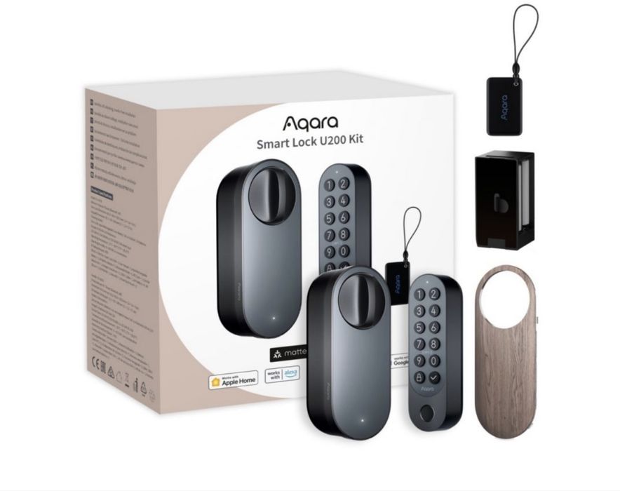 Смарт ключалка Aqara - U200, клавиатура, аксесоари, черна