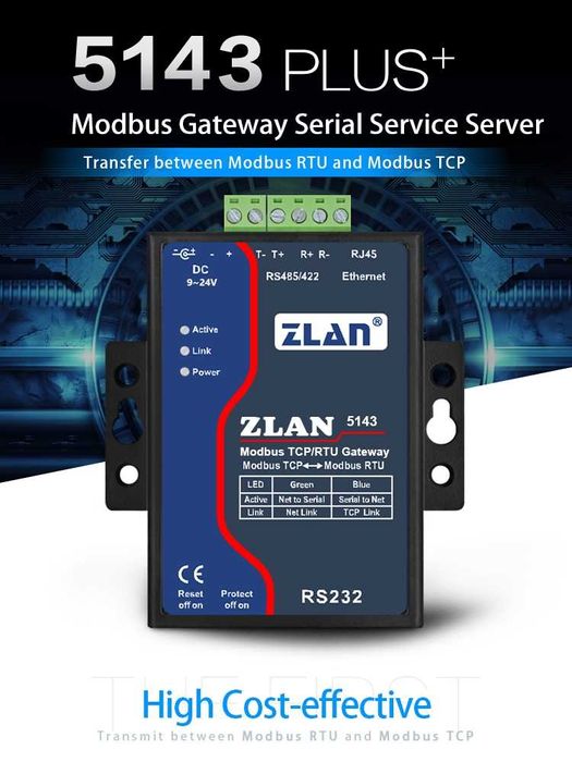 ZLAN5143 Ethernet RJ45 TCP IP to RS232 RS485