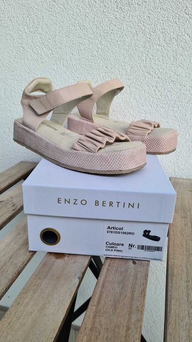 Sandale ENZO BERTINI, piele naturală, mărimea 37, roz pudrat/nude