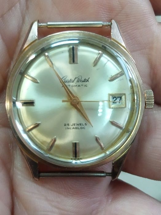 Ceas Cristal Watch Automatic 
Swiss made
25 jewels
Încabloc
Gold plate