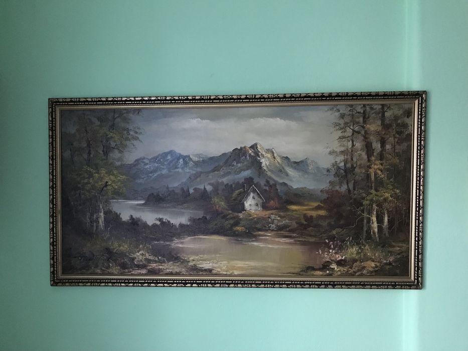 Pictura tablou in ulei pe PFL, din UK, 126 x 65 cm