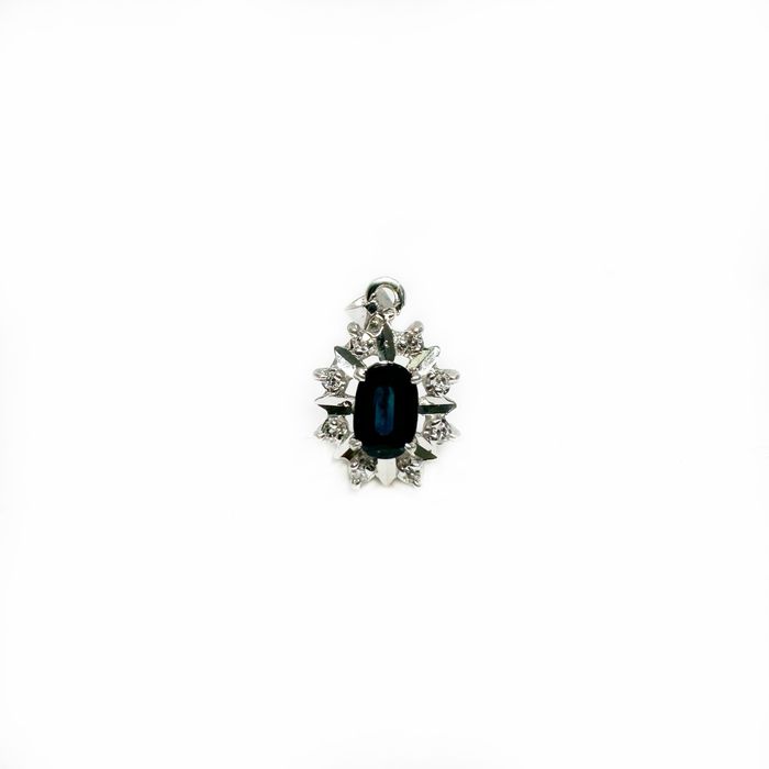 Pandantiv din aur 14k cu safir si diamante naturale