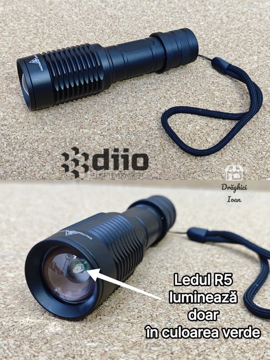 Lanterna R5 VANATOR - Kit lanterna cu lumina VERDE pt montare pe arma