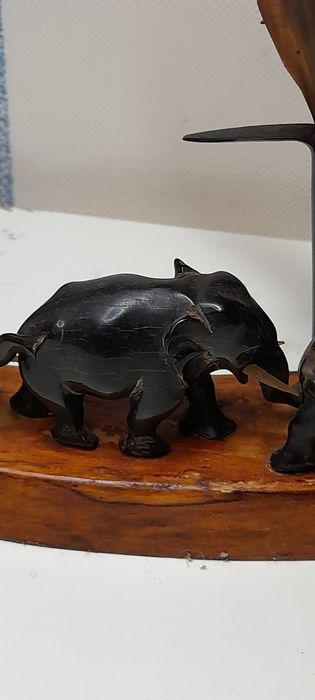 Ретро Стадо слончета ръчна изработка два вида дърво естествени материа