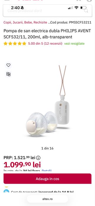 Pompa san dubla Philips avent desigilata