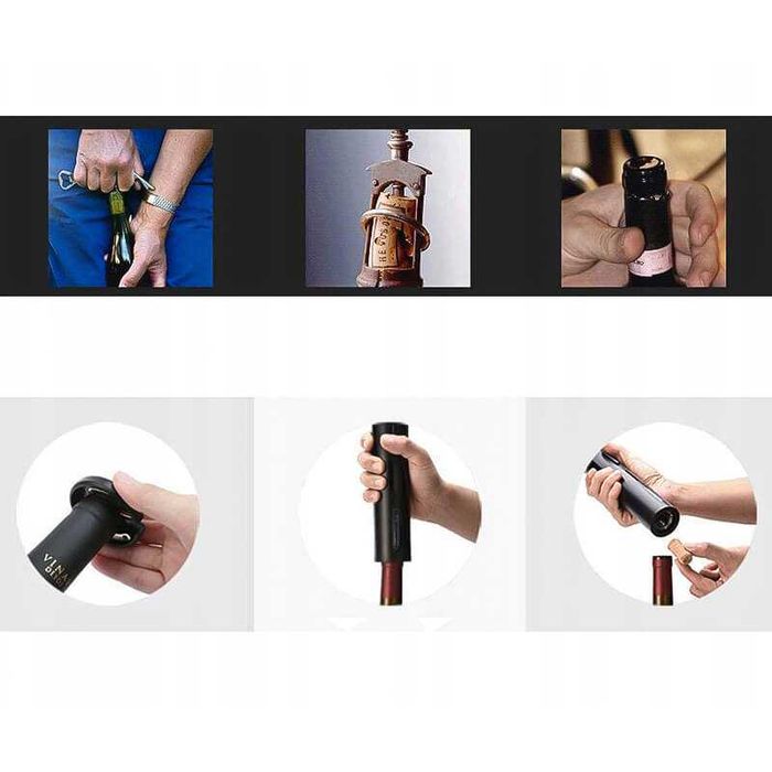 Комплект 4 в 1 електрически тирбушон за вино, нож, тапа, накрайник