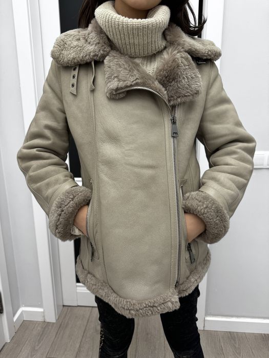 Серая дубленка косуха натуралка