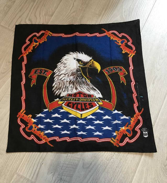 Harley Davidson Eagle Bandana Scarf  Vtg Made In USA шал