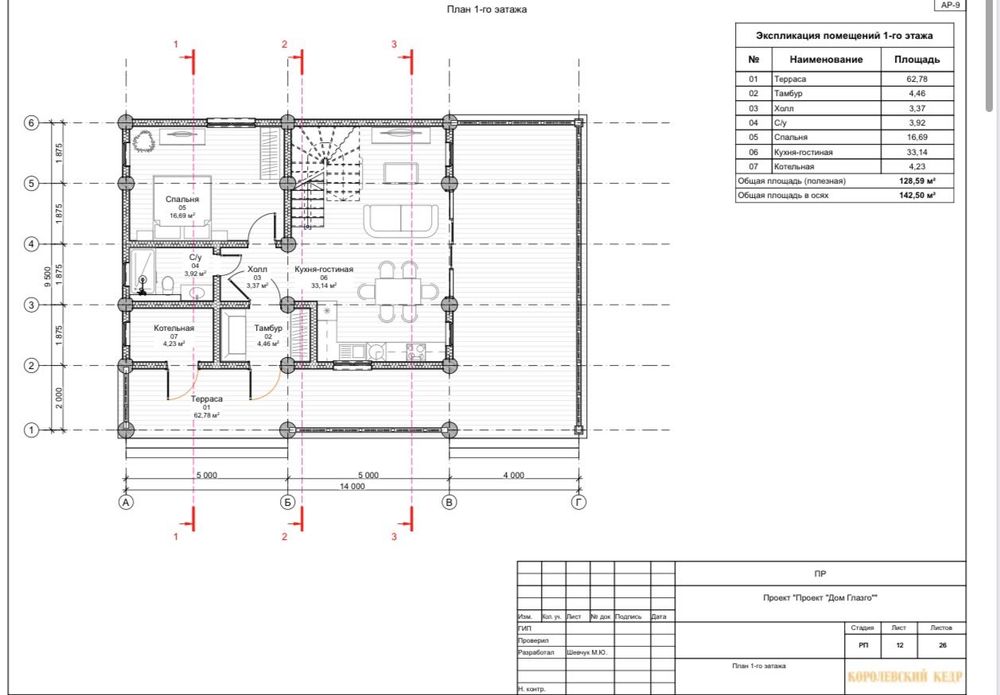Дом- Сруб из Кедра « Дом Глазго»