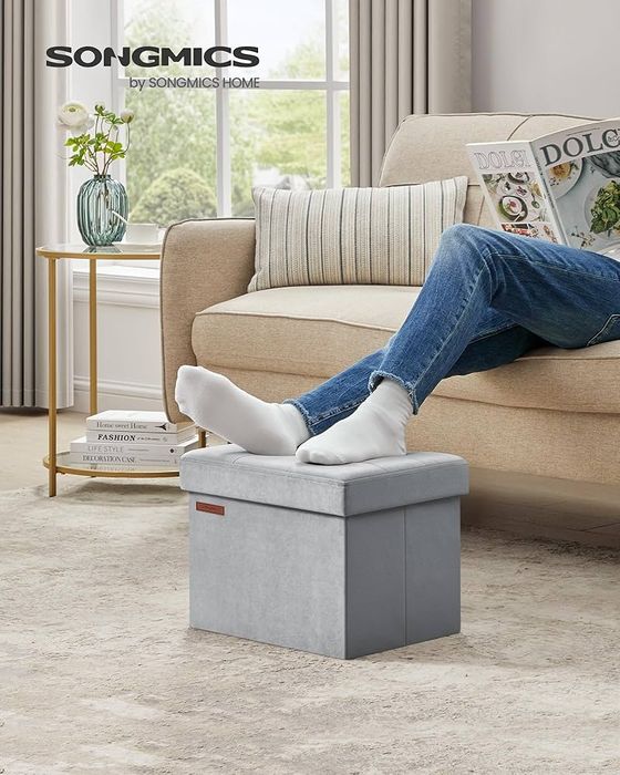 Taburet cu spațiu de depozitare, Gri, 38x38cm