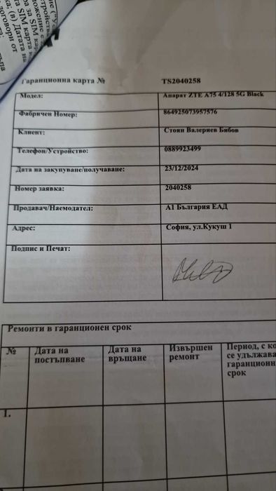 ZTE A75 чисто нов неразпечатан с 24месеца гаранция от 23.12.24г.