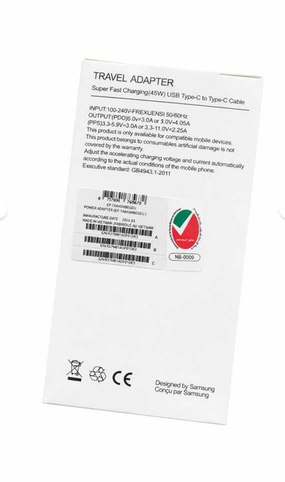 Set incarcator Samsung 45w nou sigilat cu cablu inclus