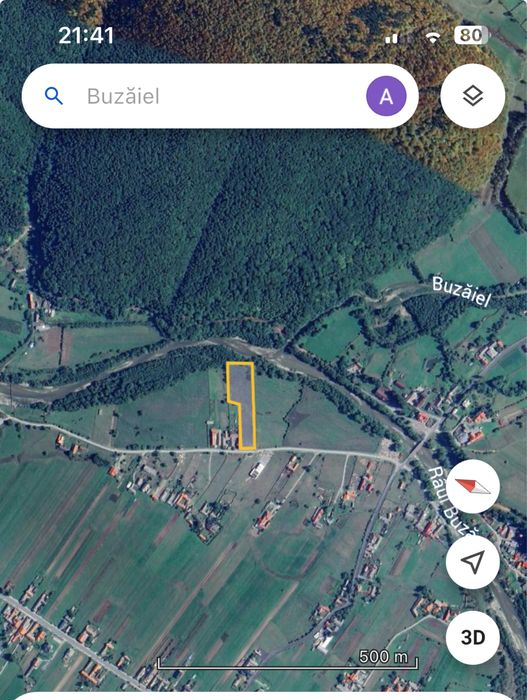 Teren intravilan cu râu  Vama Buzǎului 6070mp