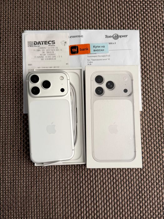 24М ГАРАНЦИЯ! iPhone 17 Pro Лизинг от 40€/мес Silver 256GB сив / бял