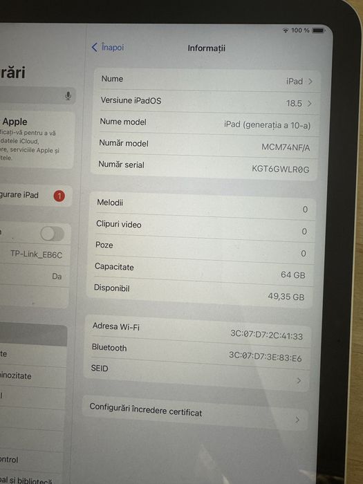 IPad 10.9, an 2022, 64 GB