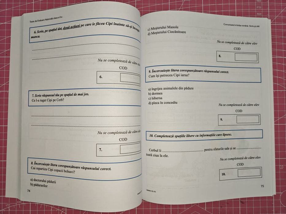 Teste de evaluare la Comunicare în limba română, scris și citit