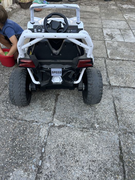 UTV electric pentru copii, Kinderauto RSR, 4x4, 120W, 12V 7Ah, alb-albastru