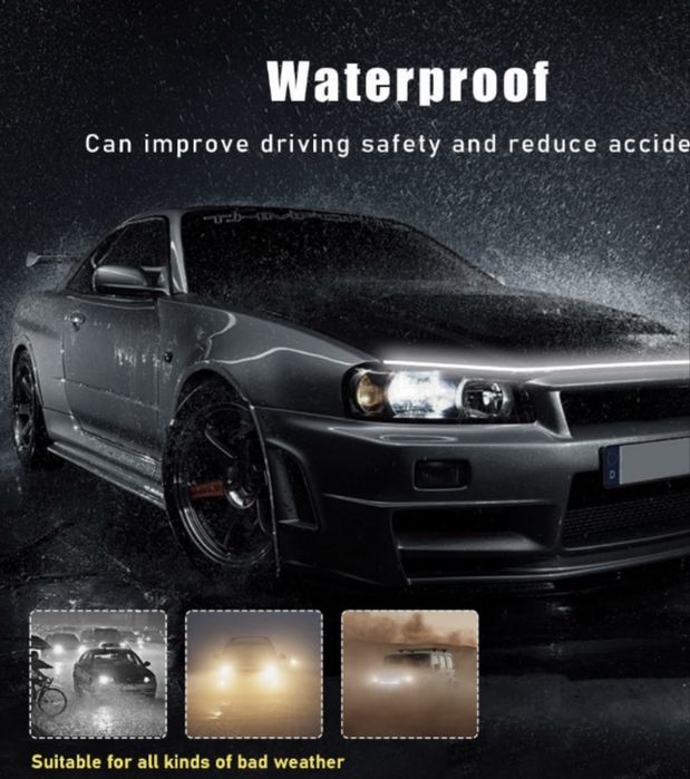 Banda LED Auto pentru Grilă Frontală – 180 cm, Rezistentă la Apă, Alb Rece