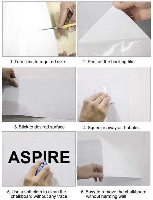 Залепваща се бяла дъска тип стикер 200 х 45 см