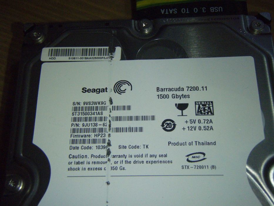 HDD desktop SATA (3.5") Seagate 1.5Tb la 7200 rpm, model: ST31500341AS