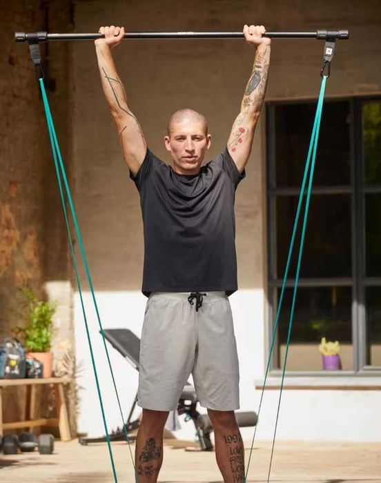 Bară și 2 elastice Bodybuilding 15 kg Decathlon