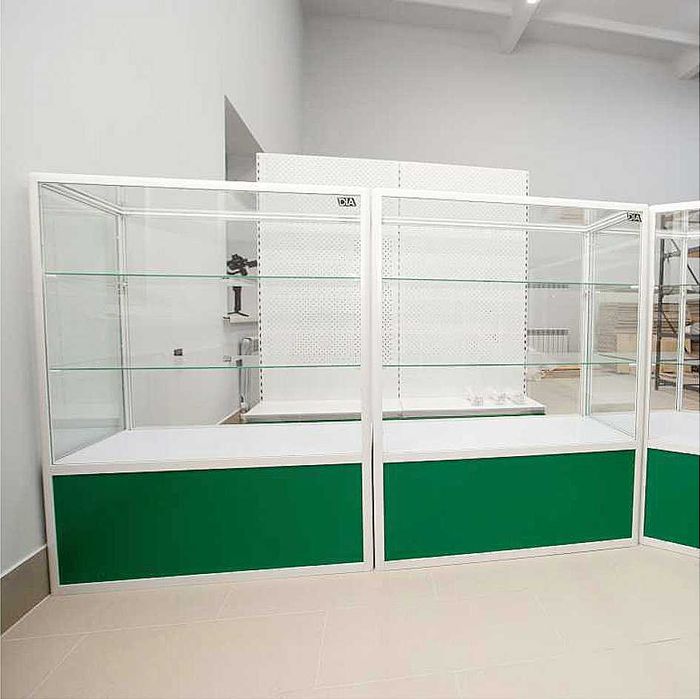 Прилавок витрина стеклянная из профиля, оборудование для магазина asvp