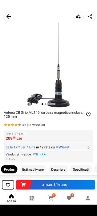 Statie M-Mimi Midland + antena cu magnet 1,45m