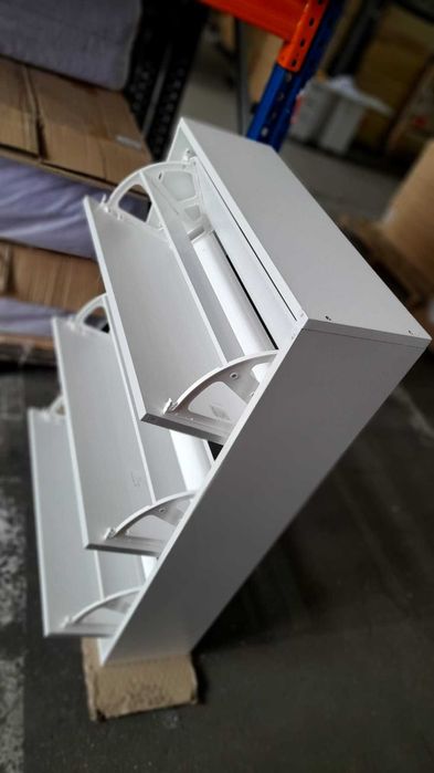 Pantofar alb 3 compartimente rabatabile – slim pentru hol, stare bună