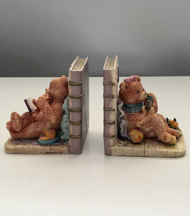Чифт винтидж държачи за книги Teddy Tales