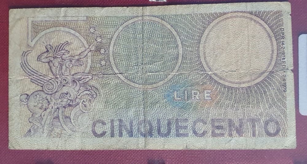 Vând 2 Bancnote: "REPVBBLICA ITALIANA Cinquecento 500 Lire"