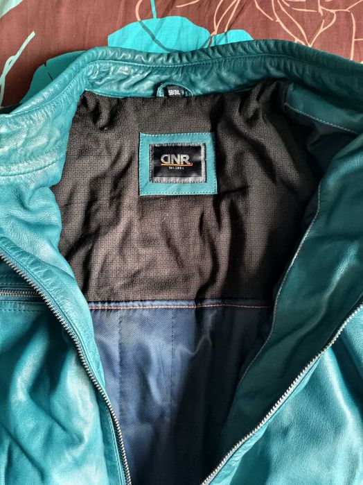 Geaca piele albastra XL